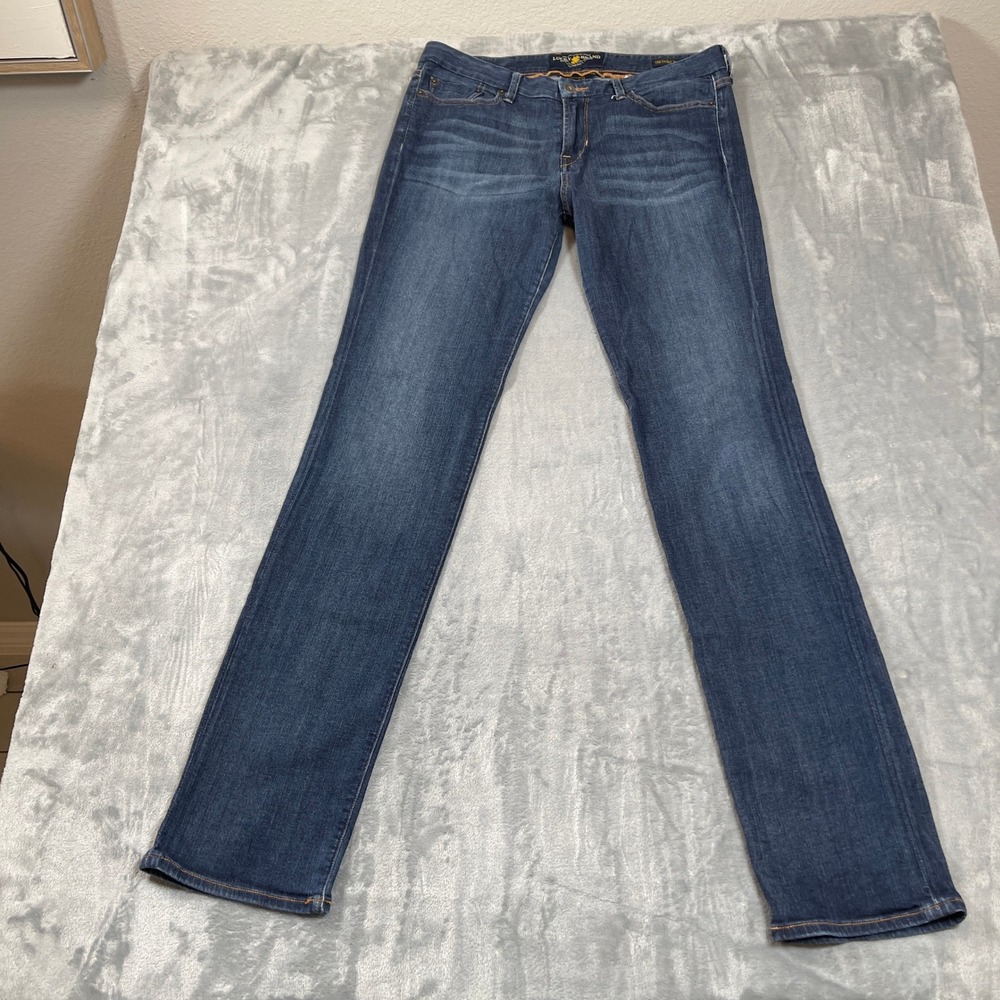 Lucky Brand Jeans 10/30 The Sweet Straight Dark Wash Denim Long Mid Rise Blue